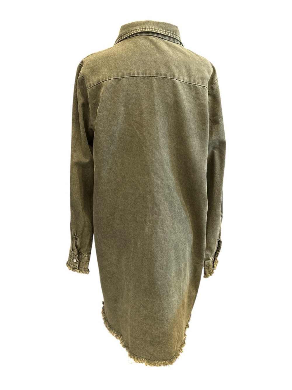 Washed Olive Button-Down Shirt Dress - Picture 2 of 3
